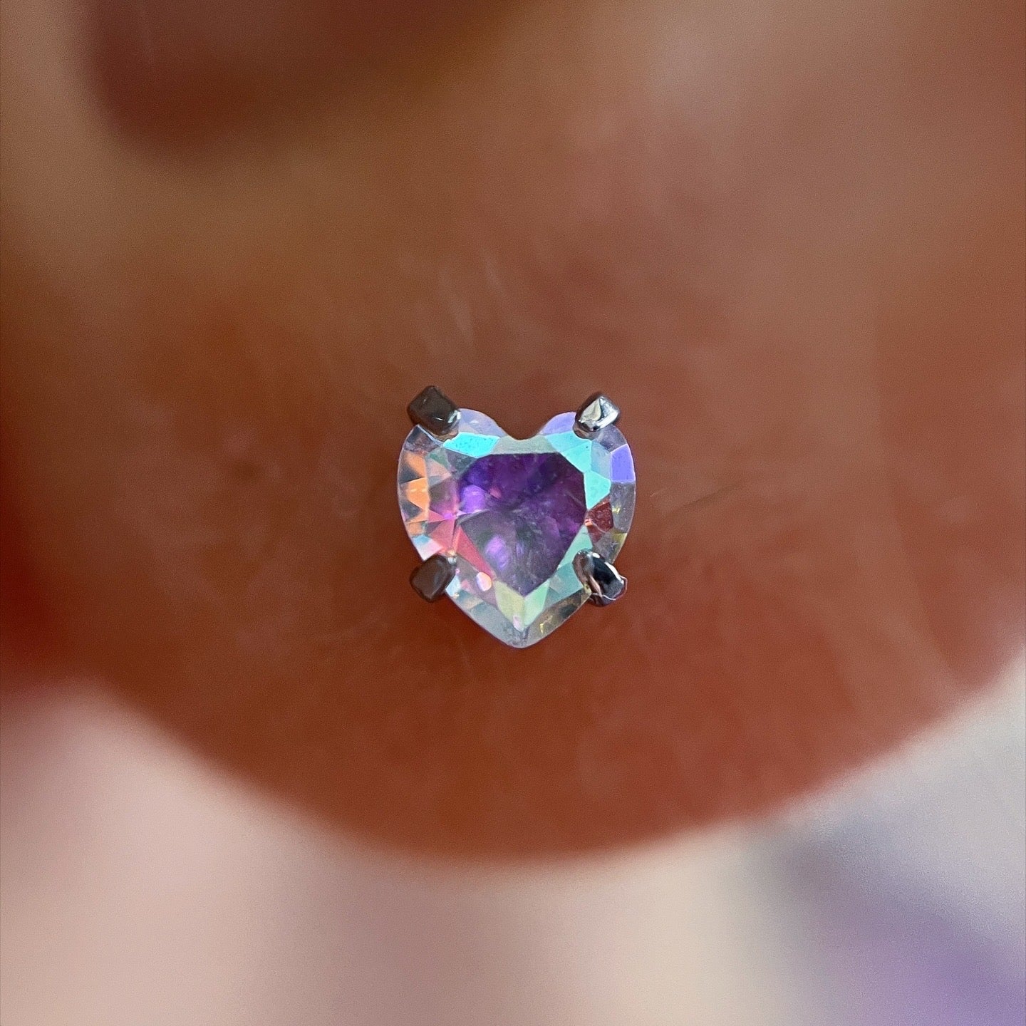 Labret Corazón Cristal Tornasol