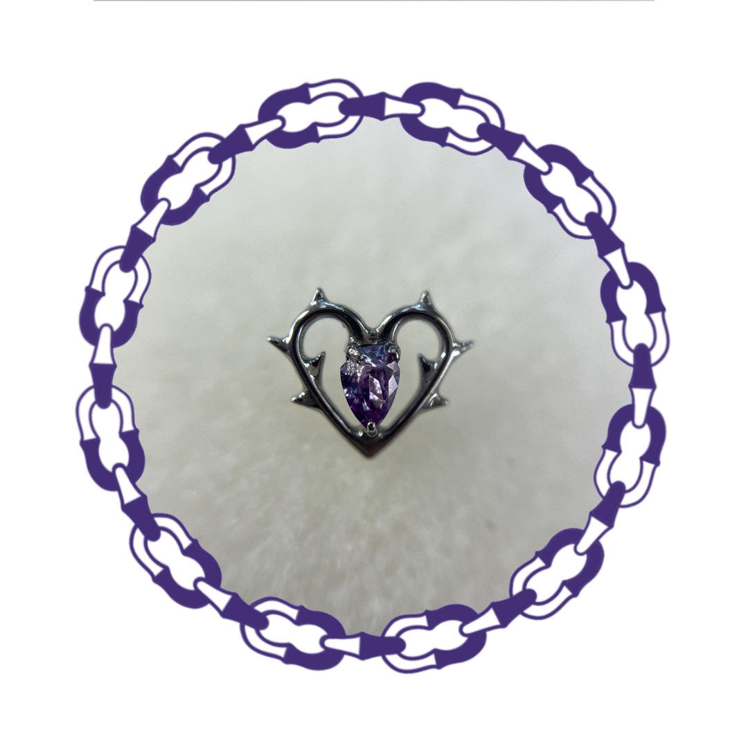 Labret Corazón con Espinas y Gota Cristal Blanco