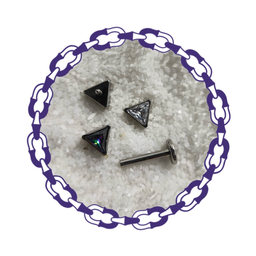 Labret Triángulo Cristal Blanco o Vitral