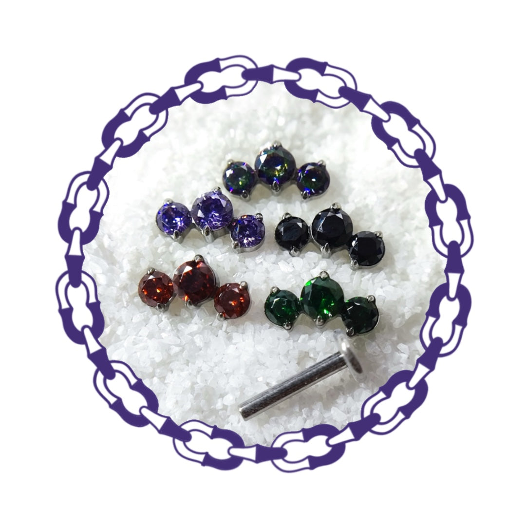 Labret Tres Cristales Engastados