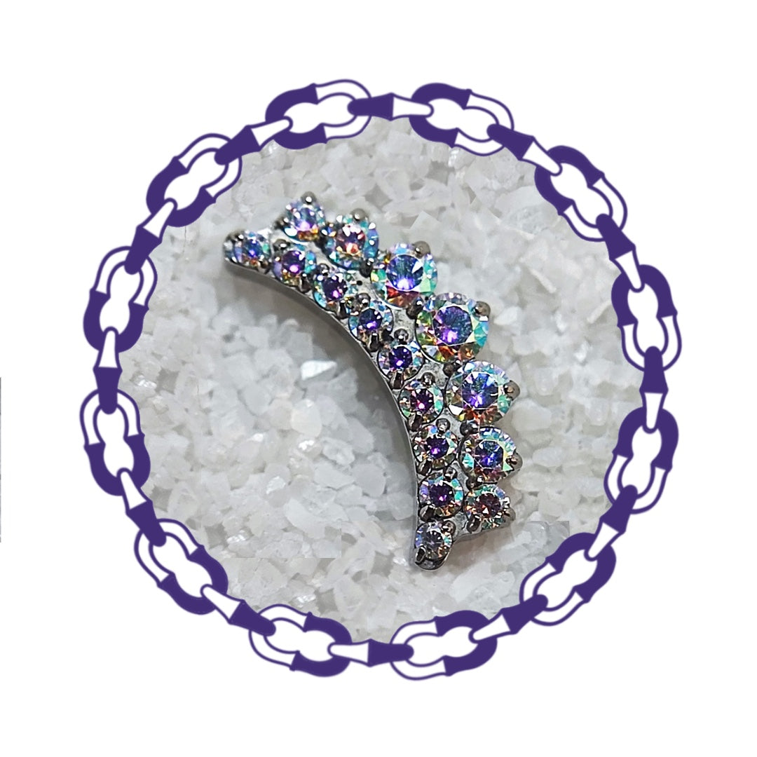 Labret cluster curvo dieciséis cristales engastados tornasol