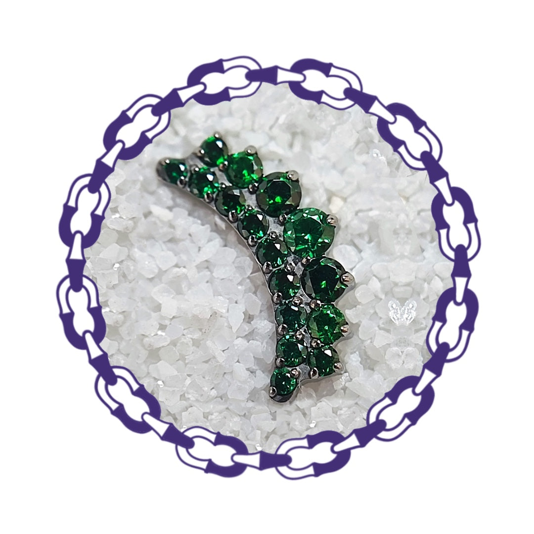 Labret cluster curvo dieciséis cristales engastados Verde