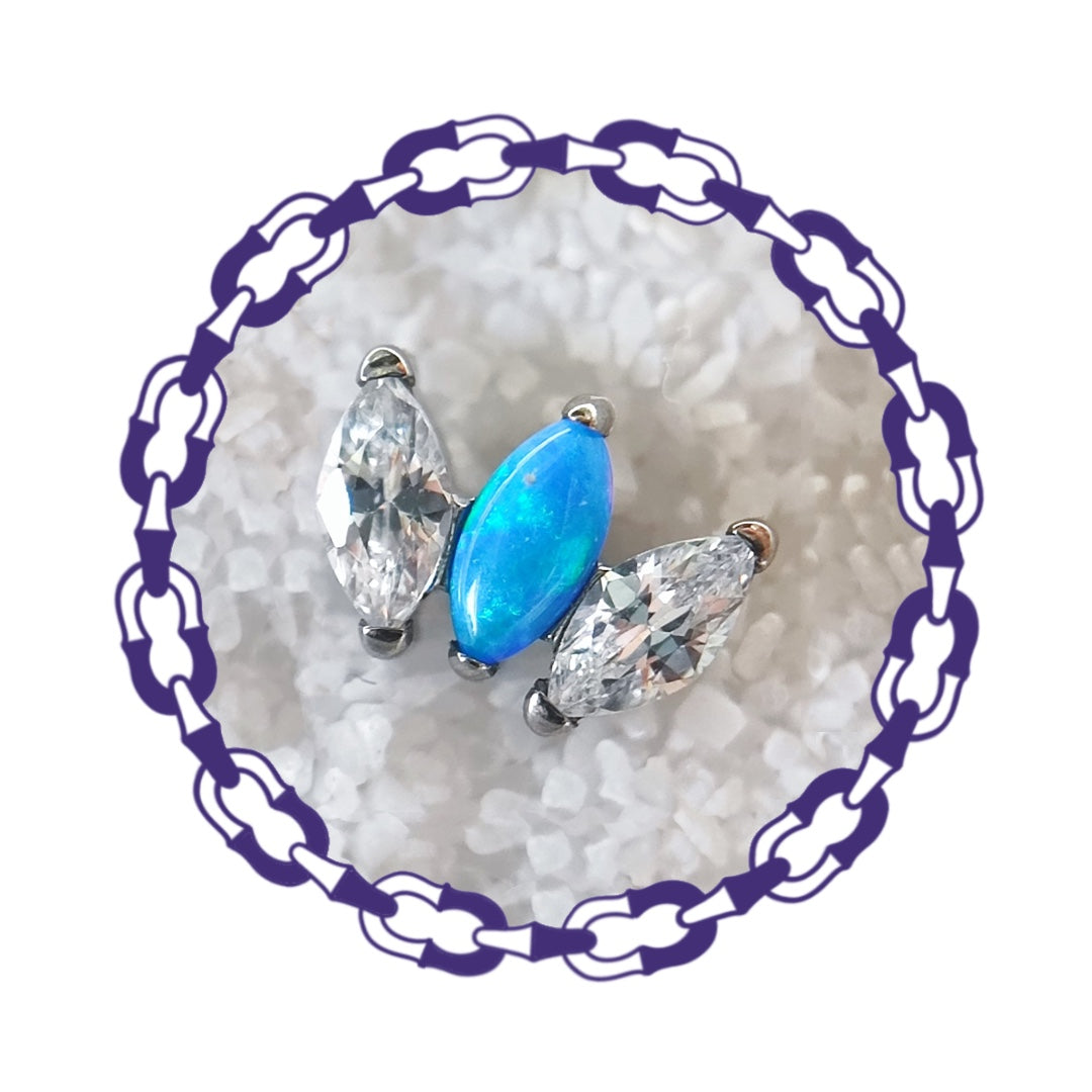 Labret Tres Marquesas Cristales y Opalo Azul