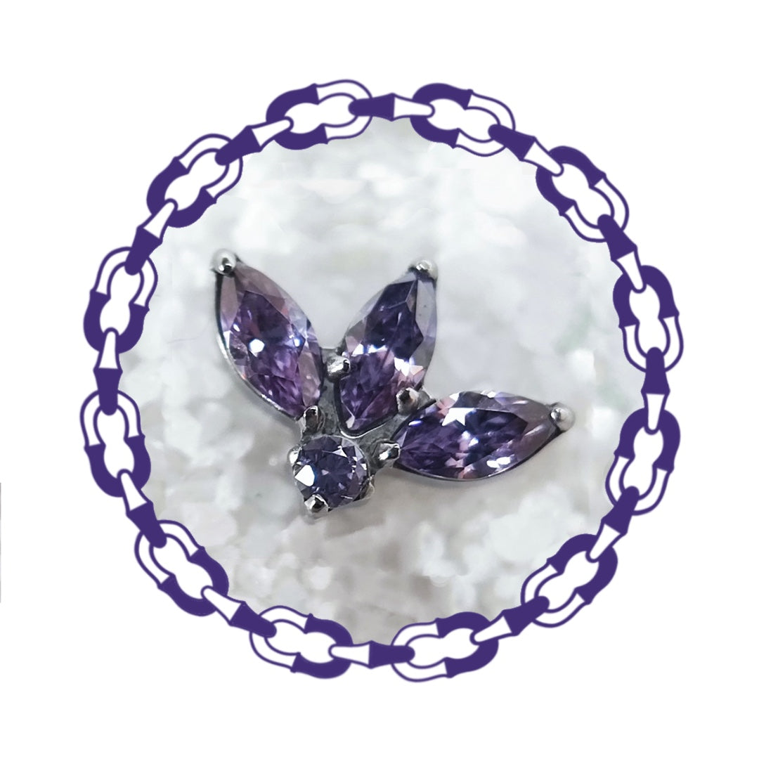 Labret Tres Marquesas y Cristal Amatista