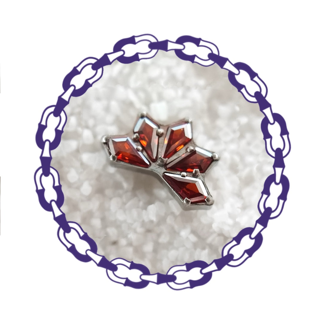 Labret Cluster Cinco Cristales Rombos Rojos