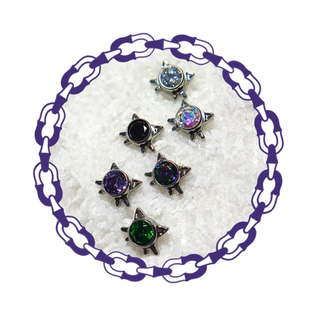 Labret Cristal Gato con Bigotes