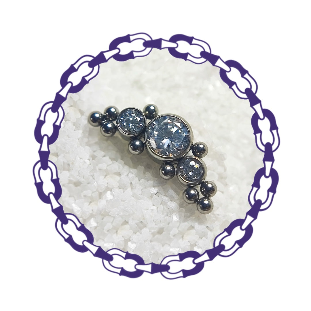 Labret Cluster Tres Cristales y Esferas