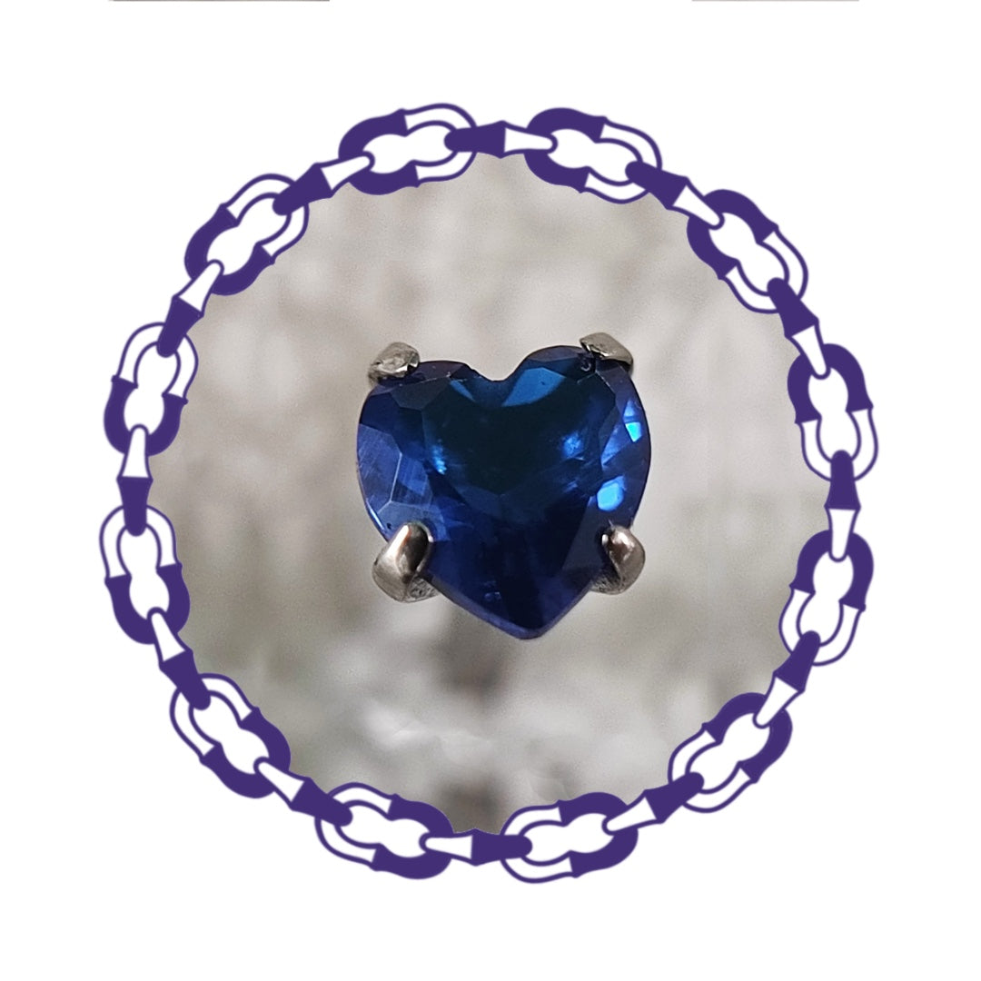 Labret Corazón Cristal Azul