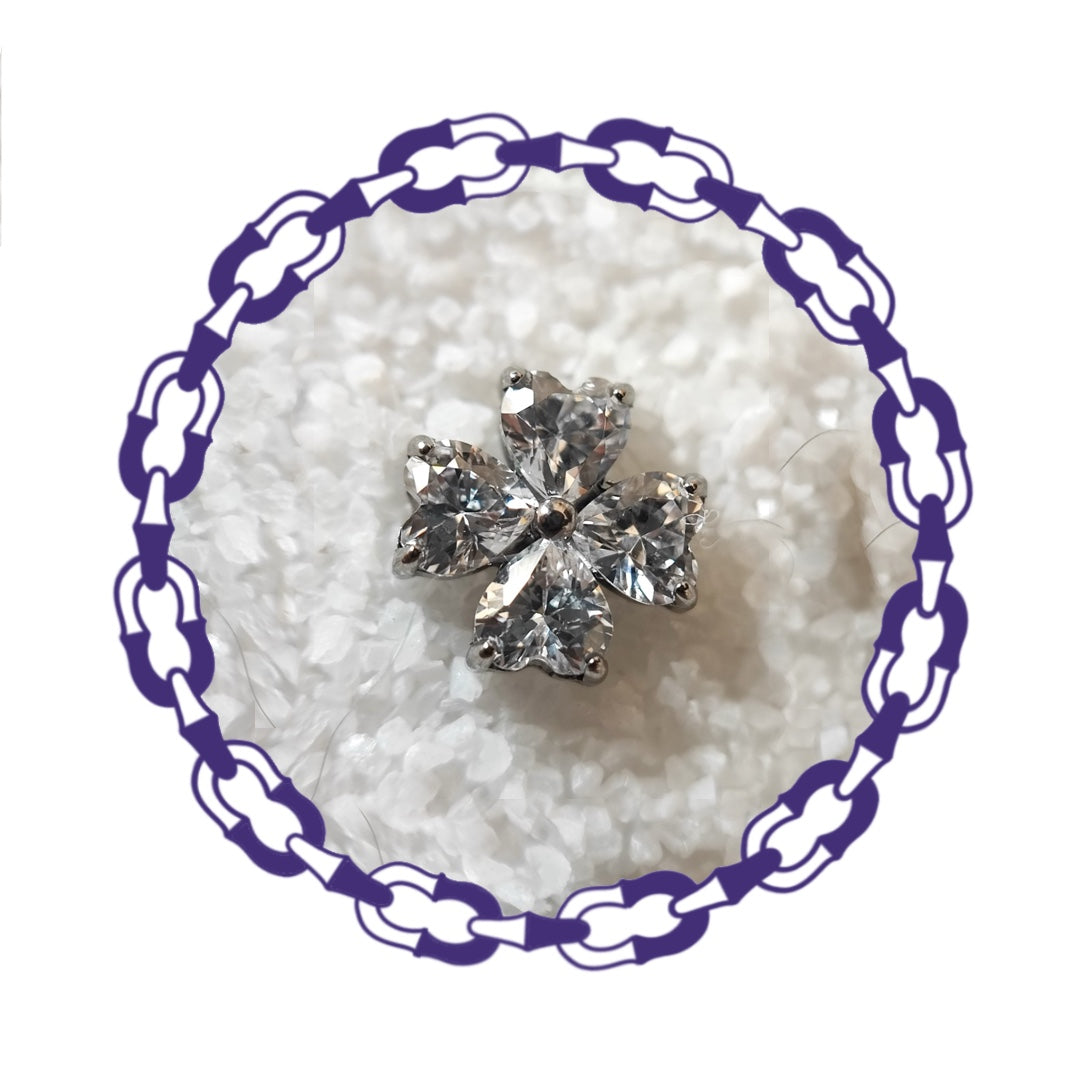 Labret Trebol de Cuatro Hojas Cristal