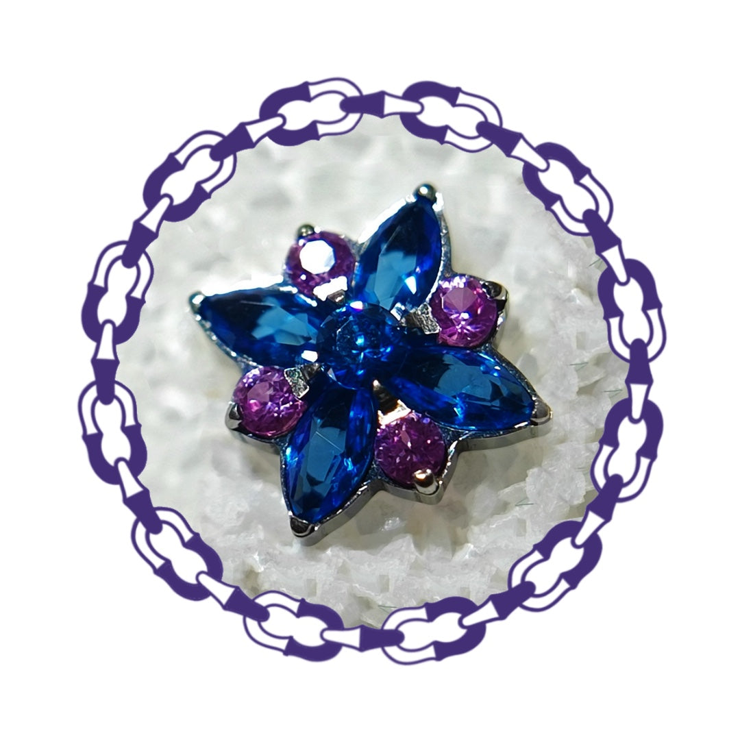 Labret Cluster Cuatro Marquesas y Cristales Azul y Rosa