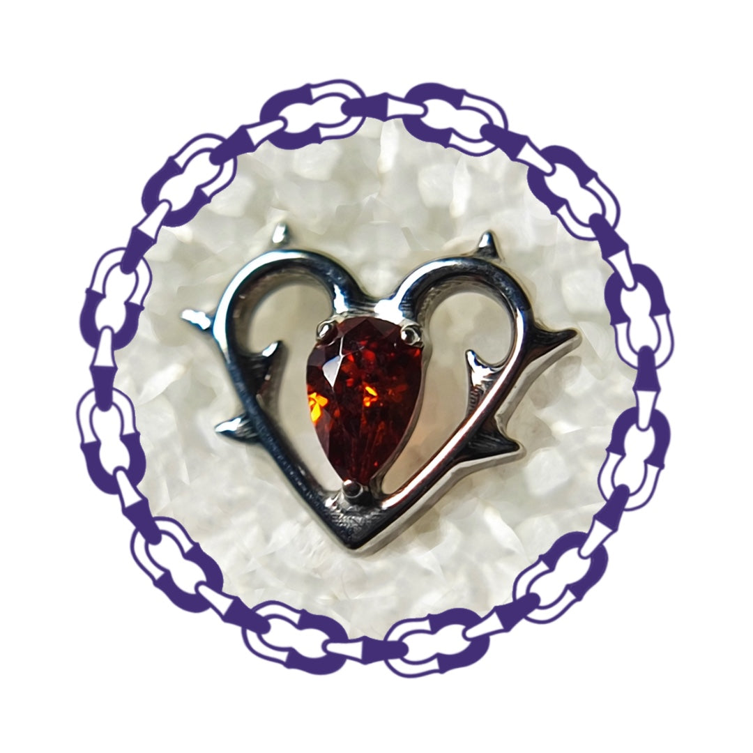 Labret Corazón con Espinas y Gota Cristal Rojo