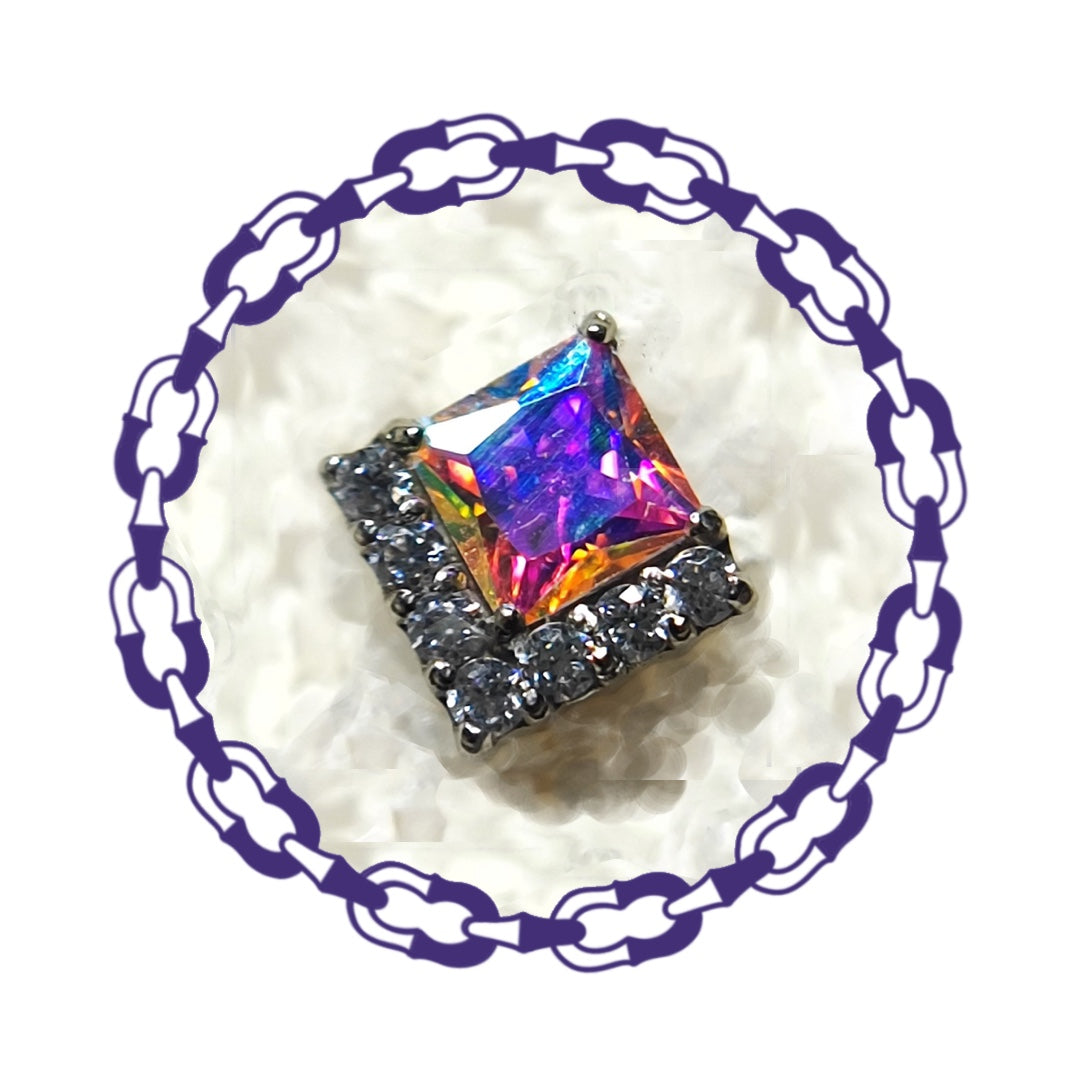 Labret Cristal Cuadrado Tornasol y Cristales