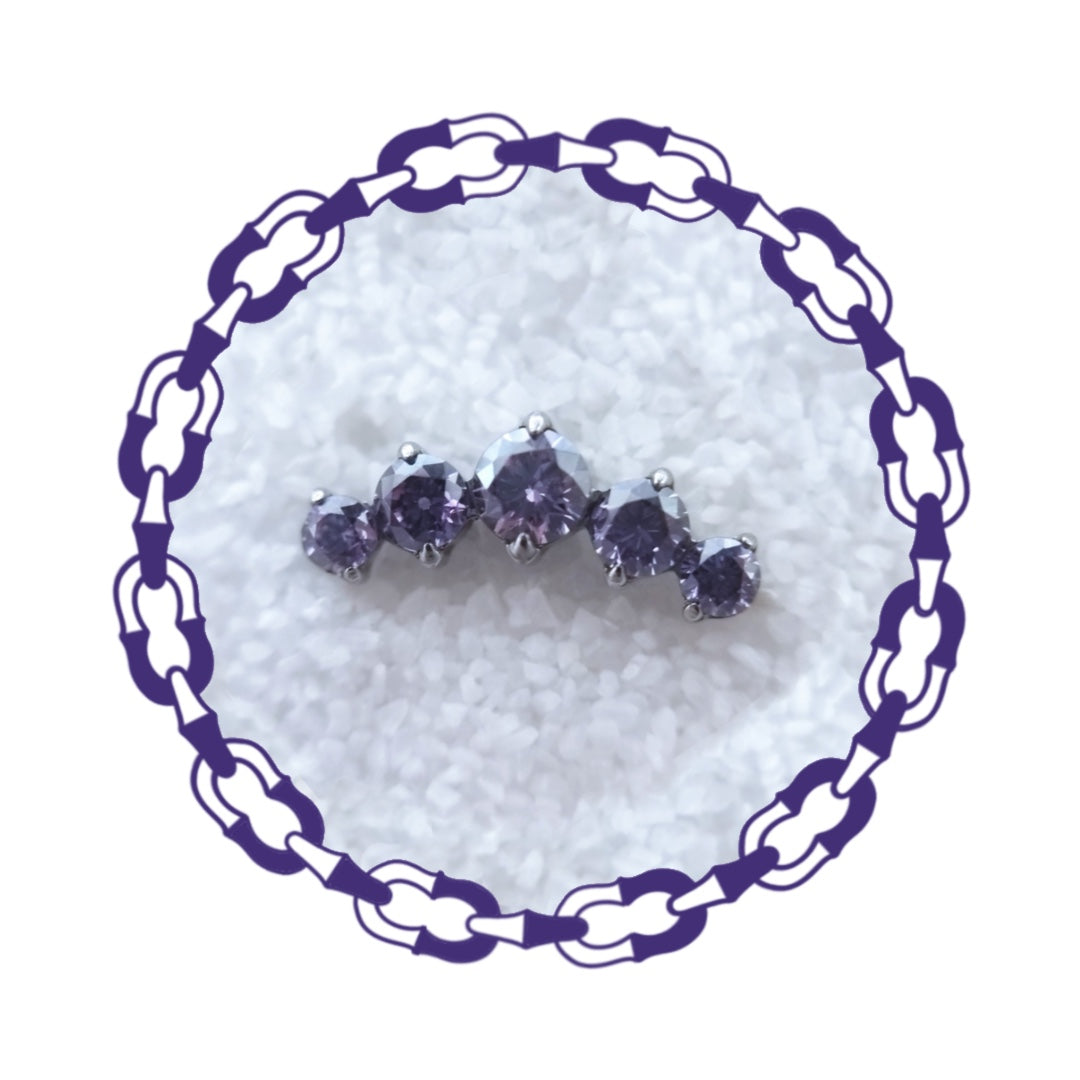 Labret Cluster Cinco Cristales Amatista