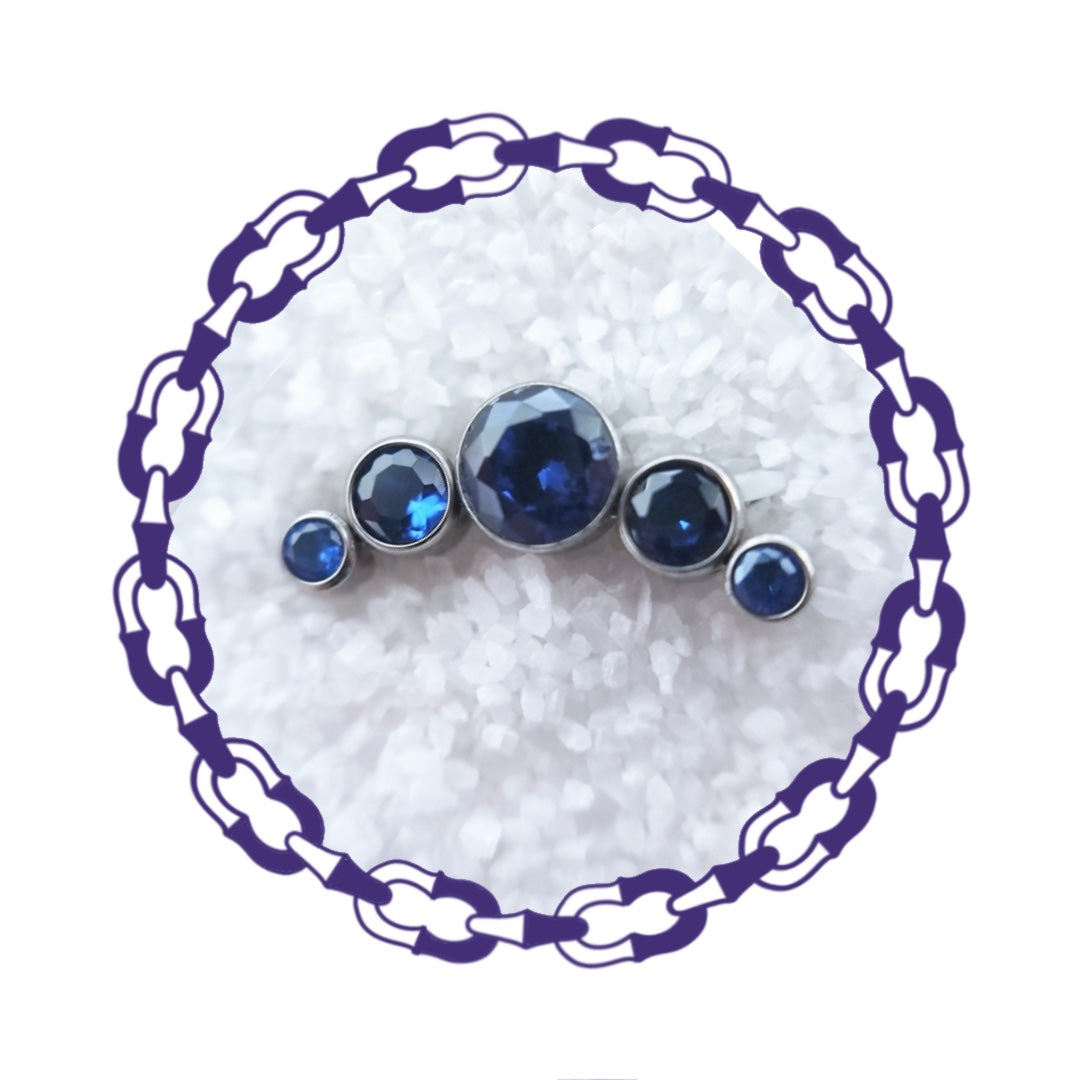 Labret Cluster Cinco Cristales Azules