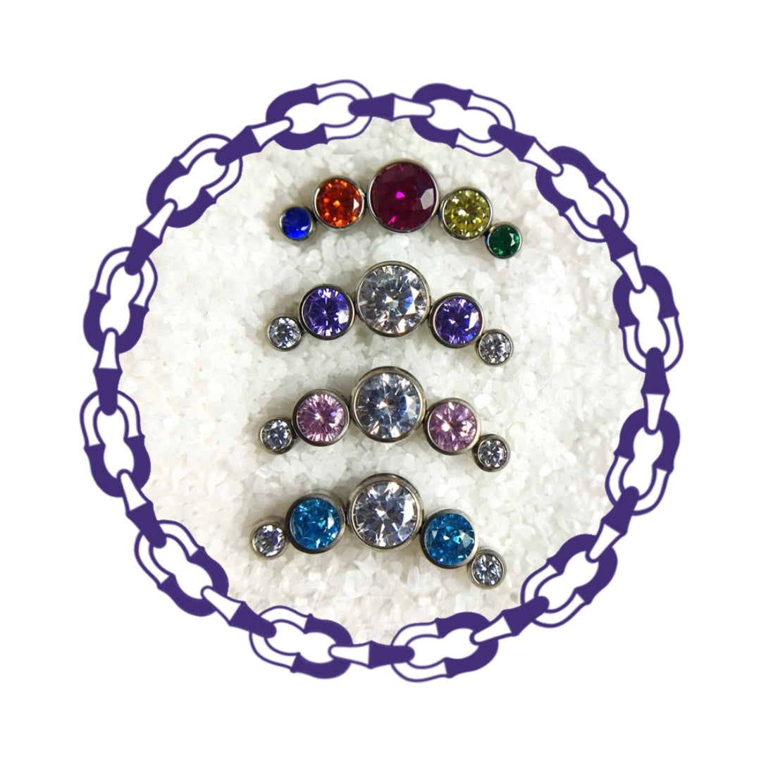 Labret Cluster Cinco Cristales Multicolor