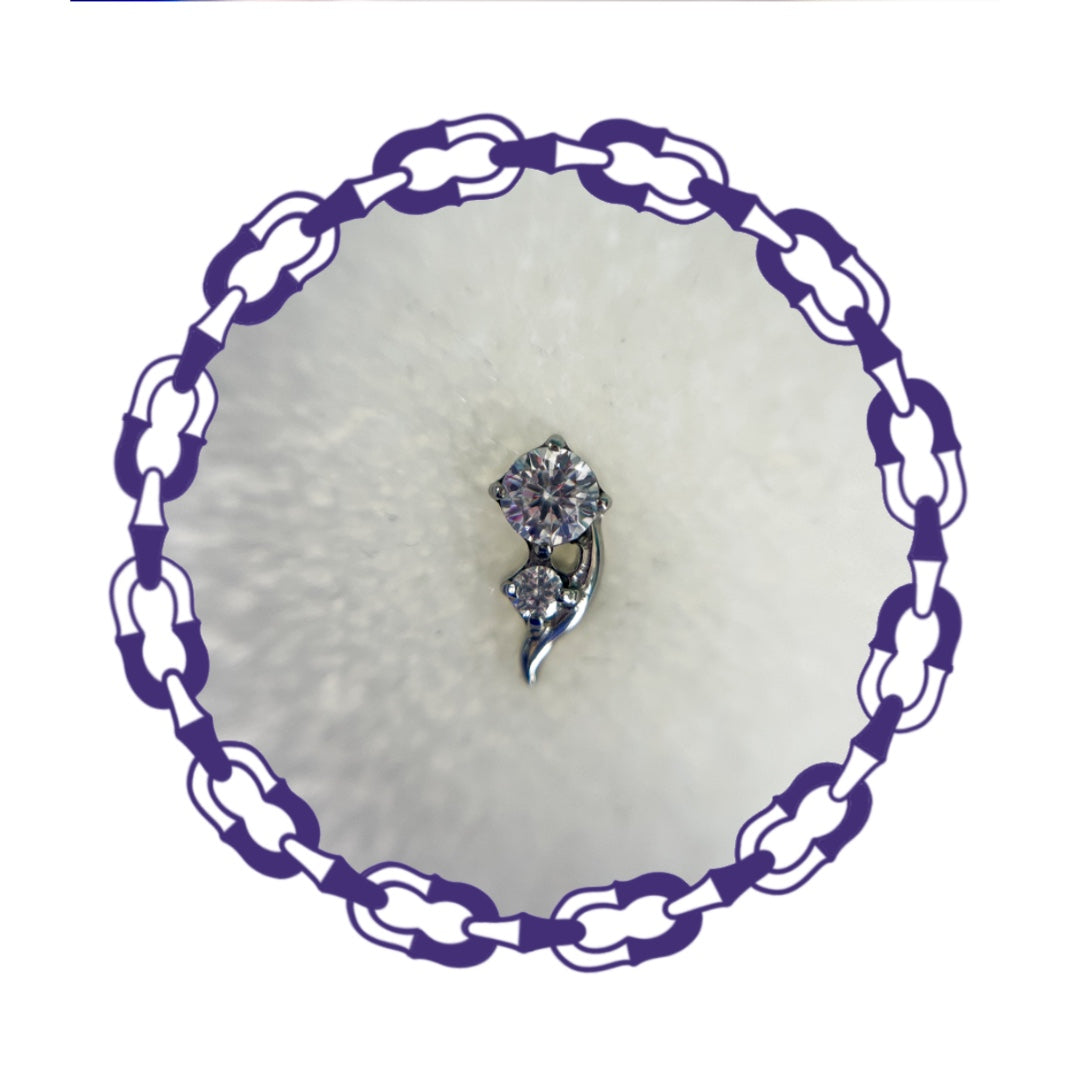 Labret Flor Cristal con hoja de Cristal