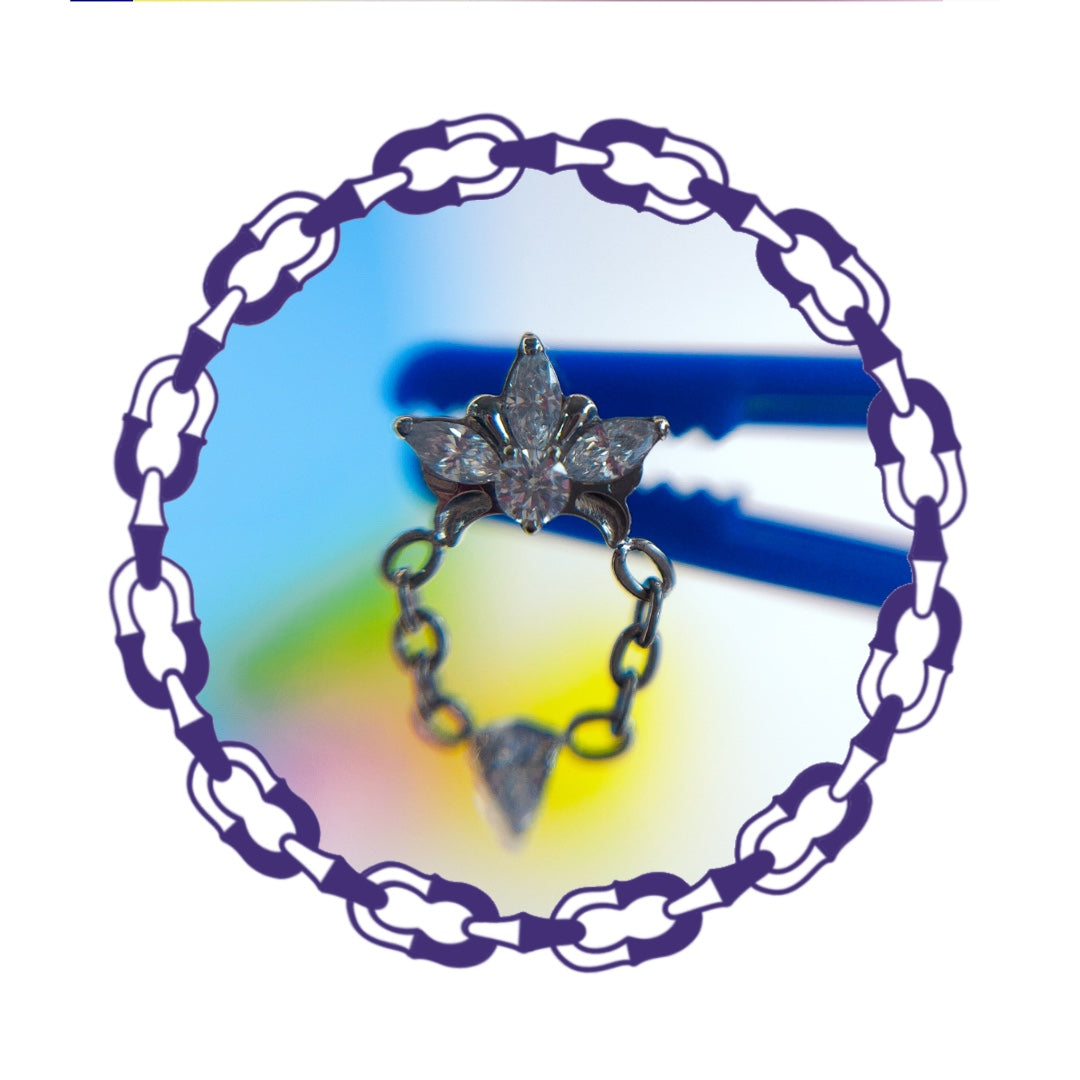 Labret Tres Marquesas con Cristal Colgante