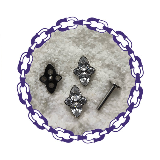 Labret Cluster Dos Gotas y Cristales Blancos