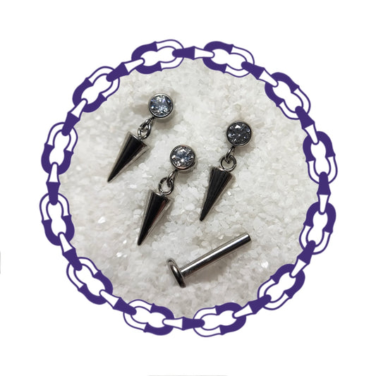 Labret Cristal con Spike Colgante