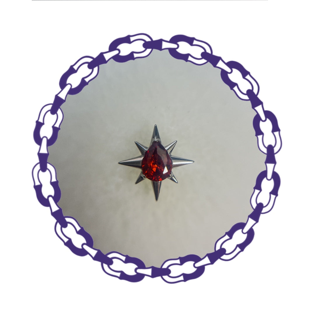Labret Lágrima Roja con Spikes