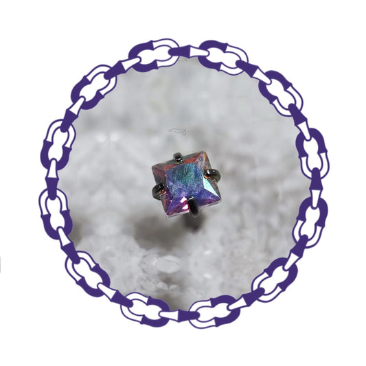 Labret Cristal Cuadrado Engastado Tornasol