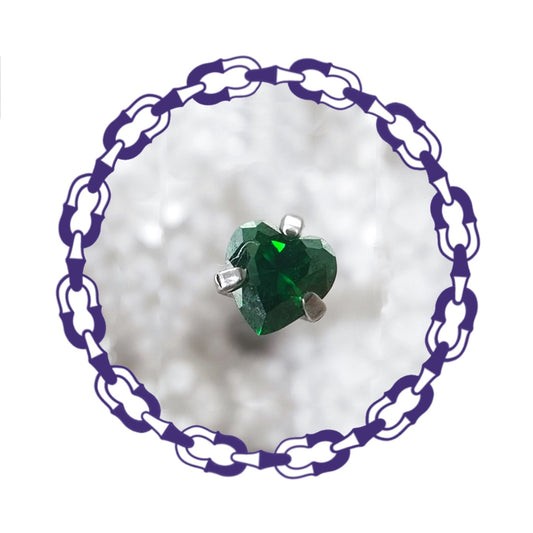 Labret Cristal Corazón Engastado Verde