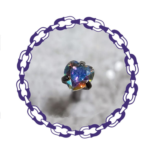 Labret Cristal Engastado Corazón Tornasol