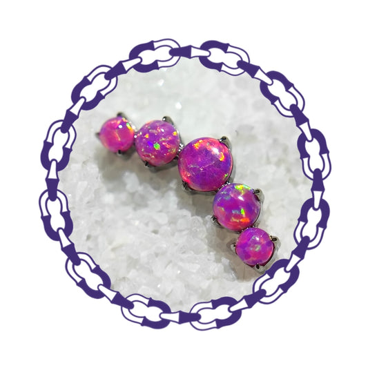Labret Cinco Opalos Engastados Rosados