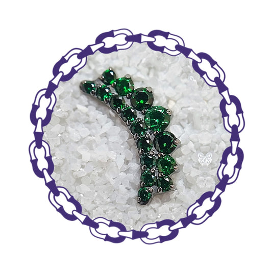 Labret cluster curvo dieciséis cristales engastados Verde