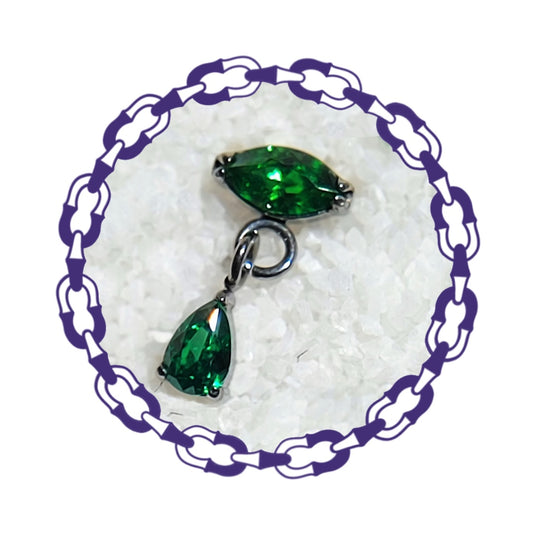 Labret Marquesa con Gota Colgante Verde