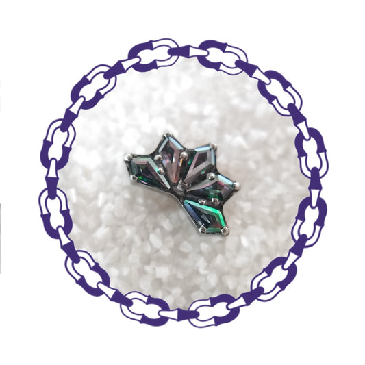 Labret Cluster Cinco Cristales Rombos Vitral