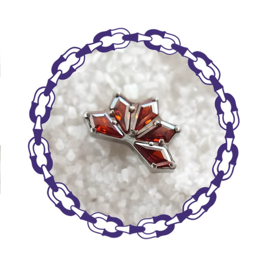 Labret Cluster Cinco Cristales Rombos Rojos