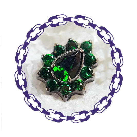 Labret Cristal Gota y Cristales Verde