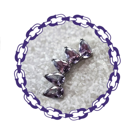 Labret Cluster Cinco Gotas Cristal Amatista