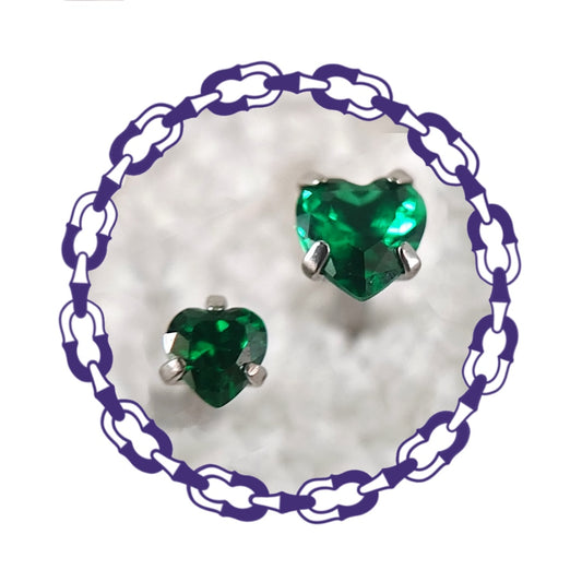 Labret Cristal Corazón Verde