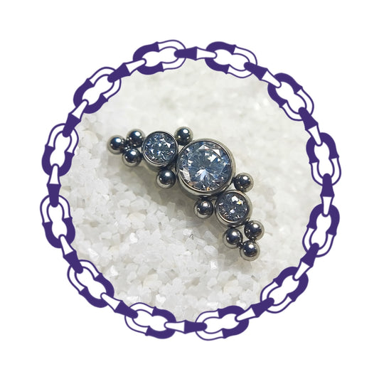 Labret Cluster Tres Cristales y Esferas