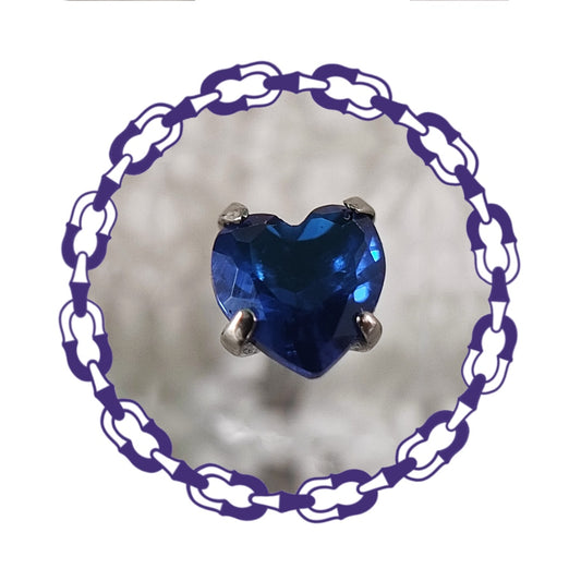 Labret Corazón Cristal Azul