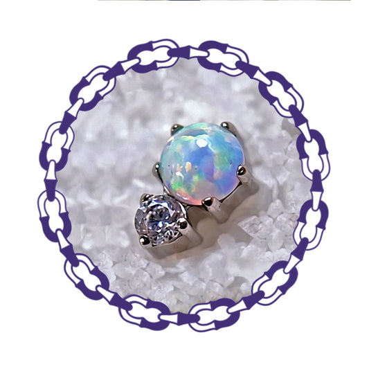 Labret Opalo Blanco y Cristal