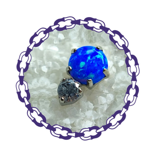 Labret Opalo Azul y Cristal