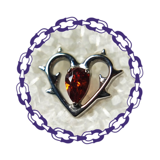 Labret Corazón con Espinas y Gota Cristal Rojo