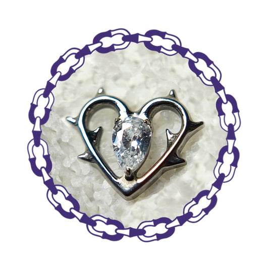 Labret Corazón con Espinas y Gota Cristal Blanco