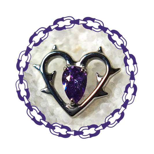 Labret Corazón con Espinas y Gota Amatista
