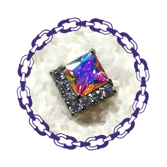 Labret Cristal Cuadrado Tornasol y Cristales