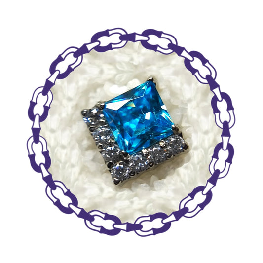 Labret Cristal Cuadrado Azul Claro y Cristales