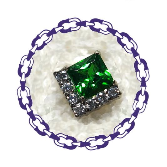 Labret Cristal Cuadrado Verde y Cristales