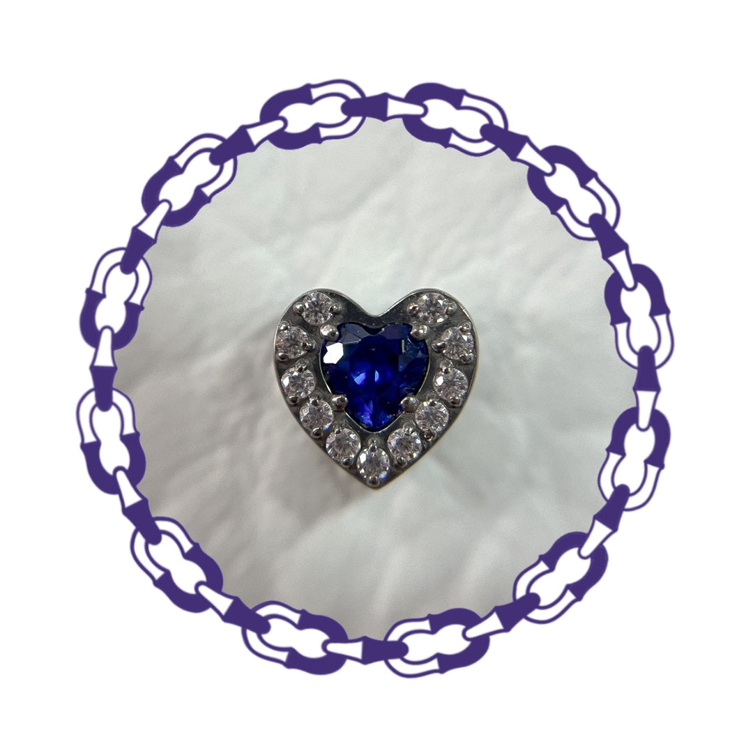 Labret Corazón con Cristal Azul y Cristales