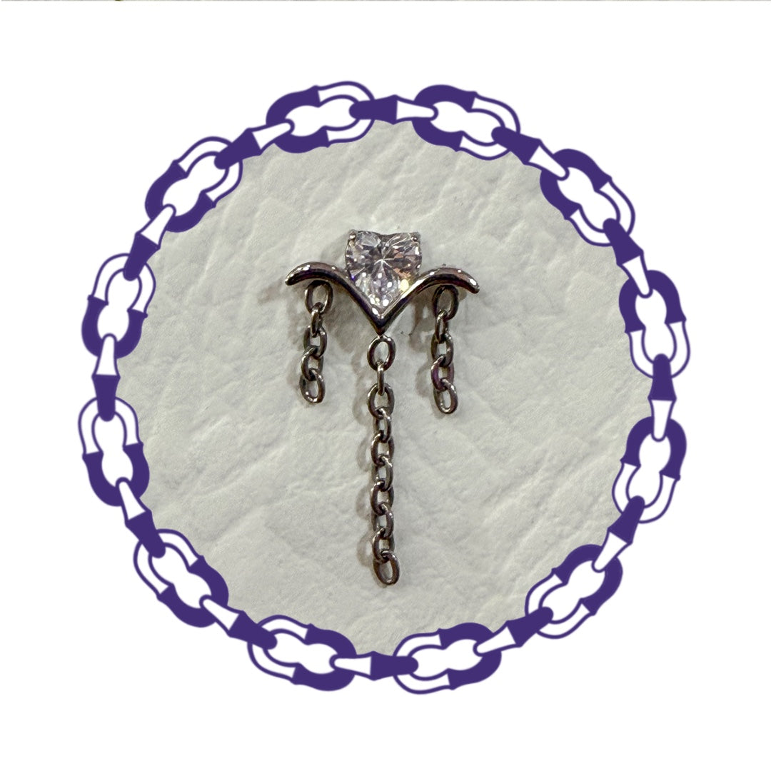 Labret Corazón de Cristal con Cadenas