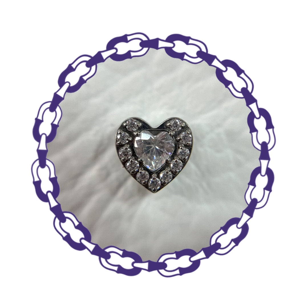 Labret Corazón con Cristal Blanco y Cristales