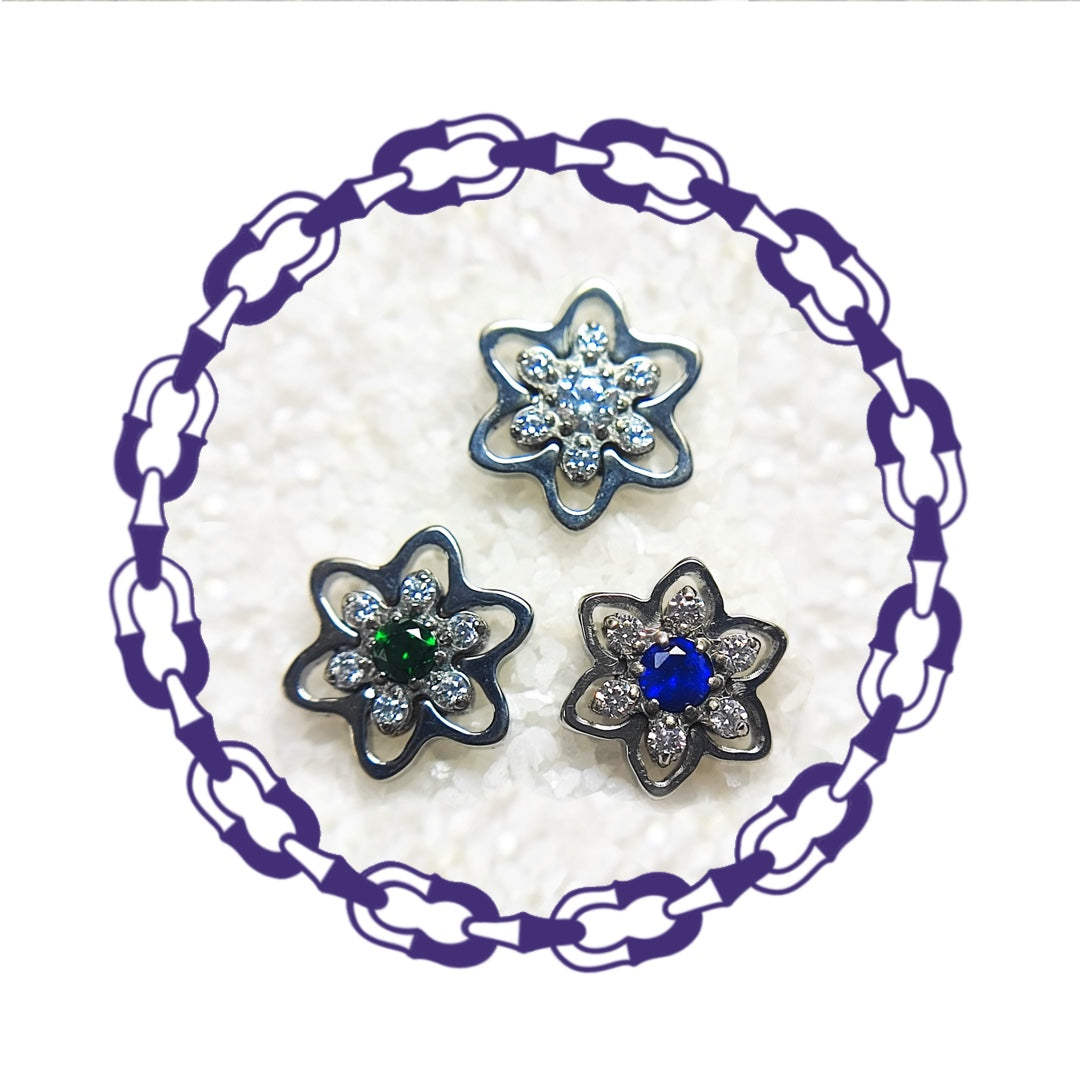 Labret Flor con Cristales y Bisel Centro