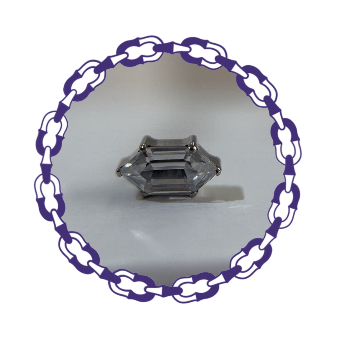 Labret Prisma Hexagonal Blanco